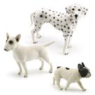 Conjunto de estatuetas realistas para cães, figuras de animais em PVC, 3 unidades