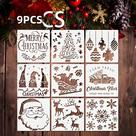 Conjunto De Estênceis De Natal 9 Peças 5,1x5,1 Polegadas Para Decoração De Cartões E Paredes DIY