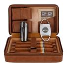 Conjunto de estojos de couro em madeira de cedro Cigar Travel Humidor CiTree