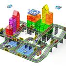 Conjunto de estrada de ladrilhos magnéticos SKTMYY 121PCS com carros pullback Conjunto de estrada de ladrilhos magnéticos SKTMYY 121PCS com carros pullback