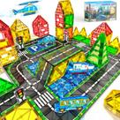 Conjunto de estrada Magnetic Tiles KAEILORU com carro para crianças 3-5 4-8 5-7 Conjunto de estrada Magnetic Tiles KAEILORU com carro para crianças 3-5 4-8 5-7