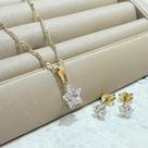 Conjunto De Estrela Com Zirconia Folheado A Ouro