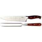 Conjunto de Faca 8" e Garfo em Aço Inoxidável e Cabo em Madeira Steel 3944 Mor