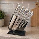 Conjunto De Facas 5pçs Inox + Suporte Cozinha Profissional