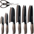 Conjunto de Facas Astercook 13 Peças Aço Inoxidável com Revestimento Preto Conjunto de Facas Astercook 13 Peças Aço Inoxidável com Revestimento Preto
