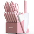Conjunto de facas Astercook Crystal Pink Ceramic Coating 15 unidades
