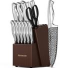 Conjunto de facas Astercook de 15 peças com bloco afiador embutido