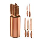 Conjunto De Facas Com Cepo Rose Gold 6 Peças Golden Chef