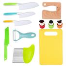 Conjunto de facas de cozinha RISICULIS Wooden Kids 11 peças com placa