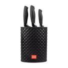 Conjunto de Facas e Cepo Black 6Pçs