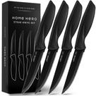 Conjunto de facas Home Hero Steak, 4 peças de aço preto serrilhado Conjunto de facas Home Hero Steak, 4 peças de aço preto serrilhado