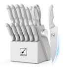 Conjunto de facas imarku Sharp em aço inoxidável com bloco, 14 peças cinza-branco