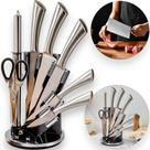 Conjunto De Facas Inox Para Cozinha Com Suporte E Afiador 8 Peças Premium Faqueiro Profissional