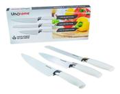 Conjunto De Facas Metal Decorada Branca 3 Peças Unyhome. - UNY GIFT