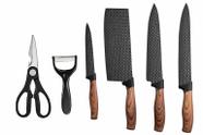 Conjunto de Facas Normandia KeHome 6 Peças, Raspador e Tesoura Facas de Cozinha em Aço Inox