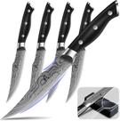 Conjunto de facas para bife CoquuSaid 4 Fine-Edge Super Sharp com descanso Conjunto de facas para bife CoquuSaid 4 Fine-Edge Super Sharp com descanso