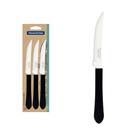 Conjunto De Facas Para Churrasco Leme Com Lâminas Em Aço Inox E Cabo Preto 3 Peças