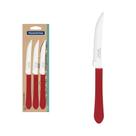 Conjunto De Facas Para Churrasco Leme Com Lâminas Em Aço Inox E Cabo Vermelho 3 Peças