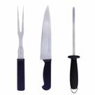 Conjunto de Facas Para Churrasco Master Line Preto 3 Peças - Mundial