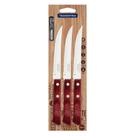 Conjunto de Facas para Churrasco Tramontina em Aço Inox com Cabo Vermelho Polywood 3 Peças