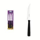 Conjunto De Facas Para Churrasco Tramontina New Kolors Em Aço Inox E Cabo Preto 3 Peças Tramontina