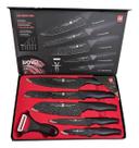 Conjunto de Facas para Cozinha Churrasco 6 peças Aço Inox Preto