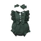 Conjunto De Faixa De Cabeça Para Bebês De 0 a 18 Meses, Sem Mangas, Com Borda De Renda E Laço,