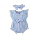 Conjunto De Faixa De Cabeça Para Bebês De 0 a 18 Meses, Sem Mangas, Com Borda De Renda E Laço,