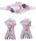 Conjunto de faixa de maternidade para chá de bebê, rosa Elephant Mom to Be Daddy