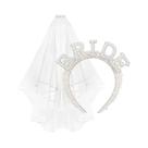 Conjunto De Faixa De Noiva Com Pérolas E Cristais, Tiara E Véu Para Despedida De Solteira, Chá De