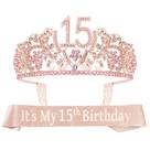 Conjunto de faixa e tiara de aniversário de 15 anos para meninas