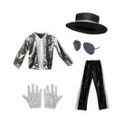 Conjunto De Fantasia Cosplay Preto De Michael Jackson, Top Vendas Para O Halloween