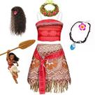 Conjunto De Fantasia Da Princesa Moana Da Disney Para Meninas Com Vestido, Colar E Peruca Para Conjunto De Fantasia Da Princesa Moana Da Disney Para Meninas Com Vestido, Colar E Peruca Para