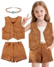Conjunto de fantasia de cowgirl para crianças, parcialmente marrom, 3 peças