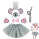 Conjunto de Fantasia Infantil de Elefante e Rato com Orelhas, Cauda, Saia de Tule e Acessórios Conjunto de Fantasia Infantil de Elefante e Rato com Orelhas, Cauda, Saia de Tule e Acessórios