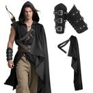 Conjunto de Fantasia Medieval com Capa com Capuz e Braçadeiras Viking Unissex