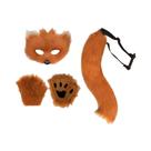 Conjunto De Fantasia Para Meninas E Mulheres Com Luvas De Pata De Raposa De Pelúcia E Máscara De