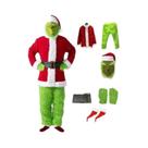 Conjunto De Fantasia Verde Do Papai Noel, Roupa Para Festa De Halloween E Natal, Roupas Peludas,