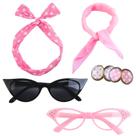Conjunto de fantasias Aneco, pacote com 6 lenços de chiffon dos anos 50, óculos de gato