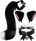 Conjunto de fantasias BIAOKS Cat Fox Ears, cauda e gola de sino Conjunto de fantasias BIAOKS Cat Fox Ears, cauda e gola de sino