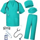 Conjunto de fantasias BOMLY Doctor para crianças, 7 peças de esfoliantes para enfermeiras