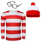 Conjunto de fantasias: camiseta listrada vermelha e branca para homens adultos FOCUSOUL Conjunto de fantasias: camiseta listrada vermelha e branca para homens adultos FOCUSOUL