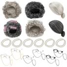Conjunto de fantasias Ceenna Old Lady Wig de Halloween para mulheres, 18 unidades