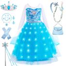 Conjunto de fantasias CVNHMG, vestido Elsa Light Up para meninas de 4 a 9 anos