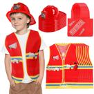 Conjunto de fantasias de bombeiro Geyoga para crianças com 8 chapéus, 8 coletes e 8 bolsas Conjunto de fantasias de bombeiro Geyoga para crianças com 8 chapéus, 8 coletes e 8 bolsas