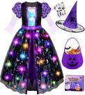 Conjunto de fantasias de bruxa Jeowoqao Light Up para meninas de 5 a 8 anos