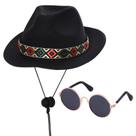 Conjunto de fantasias de cowboy de estimação com chapéu de cowboy e óculos de sol para animais de estimação