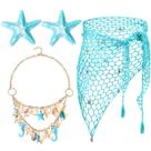 Conjunto de fantasias de sereia Cotwinter, saia de crochê, colar, clipe