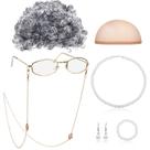 Conjunto de fantasias Gejoy Old Lady para crianças e mulheres, vovó, 7 unidades Conjunto de fantasias Gejoy Old Lady para crianças e mulheres, vovó, 7 unidades