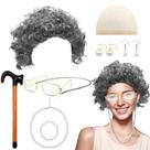 Conjunto de fantasias GLGHMH Old Lady Granny Wig com acessórios x8